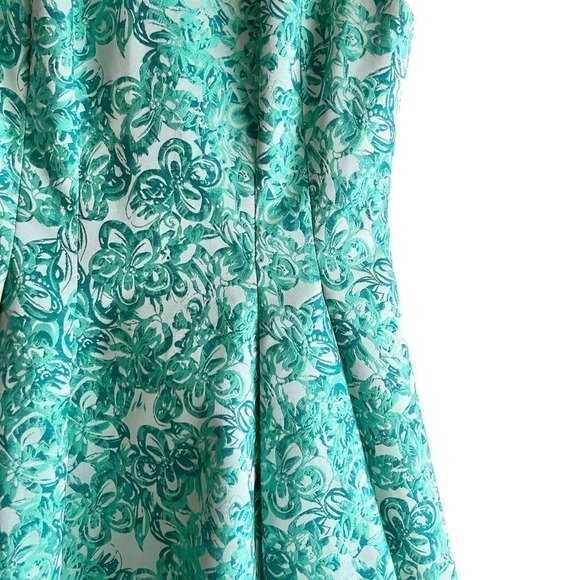 Yoana Baraschi Fit & Flare Jacquard Cocktail Dress in‎ Green Florals, Size 2 - Picture 5 of 13